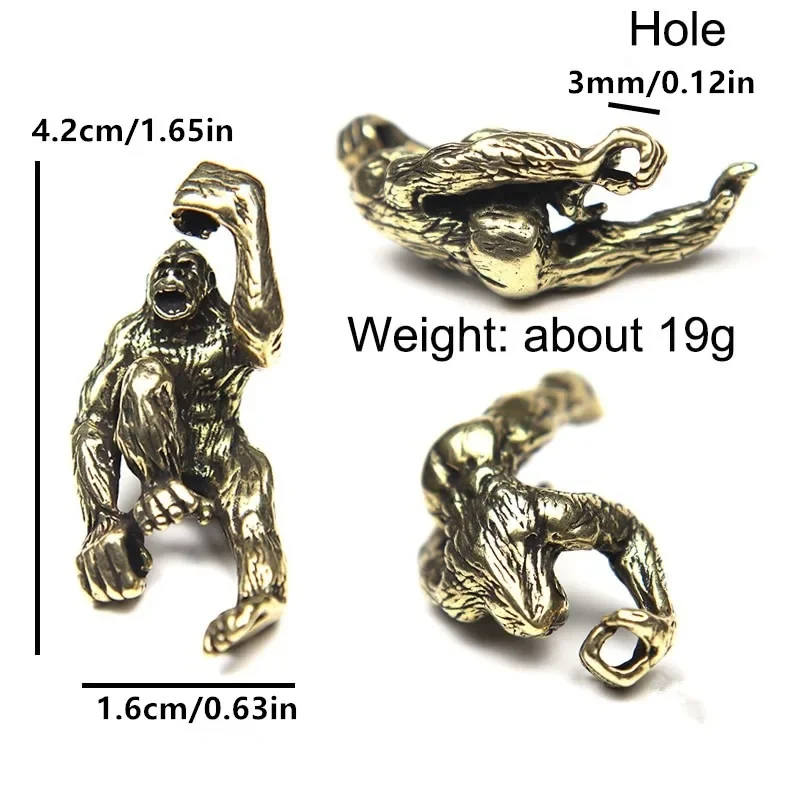 Animal Gorilla Brass Knife Beads Orangutan Paracord Bracelet Umbrella Rope Outdoor Survival Tool DIY Lanyard Pendant Accessories