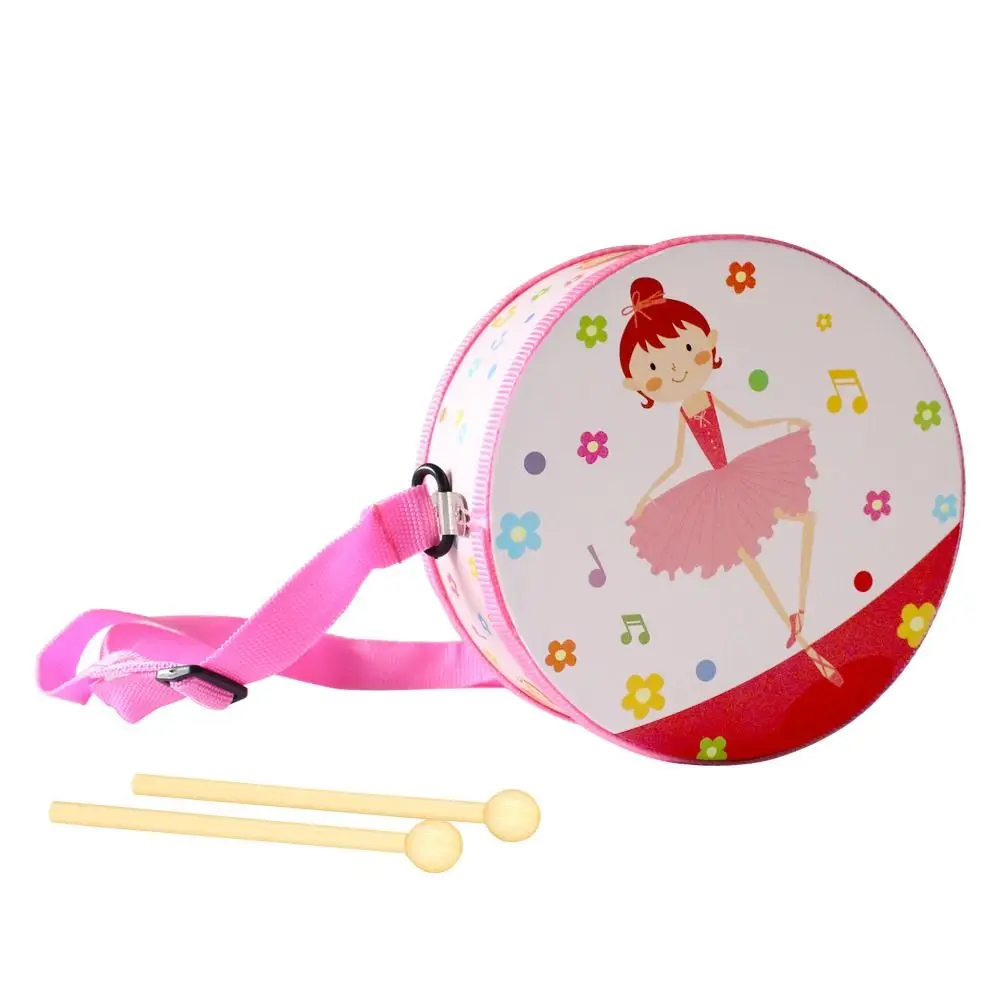 Wooden Double-sided Drum Musical Instrument Durable Children Toy Drum Early Education Cartoon Percussion Instruments Drums