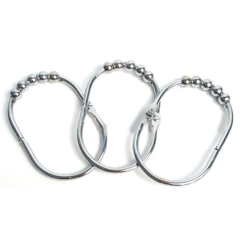 24Pcs Chrome-Plated Shower Curtain Hook Ring, Suitable for Shower Curtain Hook of Shower Bar in