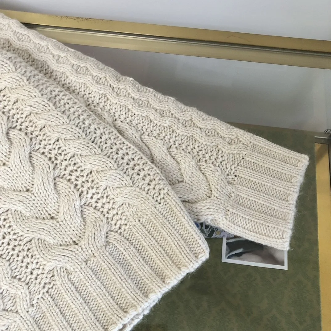 Italian LP autumn and winter solid color wool blended casual stand-up collar twisted knitted semi-zipper sweater