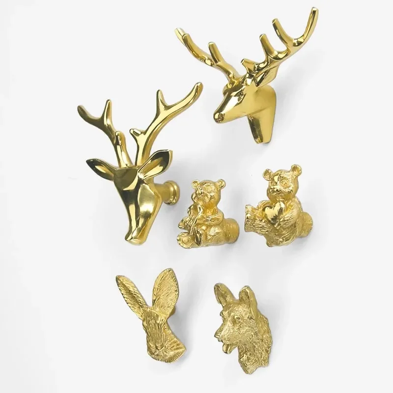 Animal shape/Deer/Swan/Bird Winecabinet Solid Brass Cabinet Knobs Wardrobe Kitchen Handles and Knobs Furniture Handle Decoration