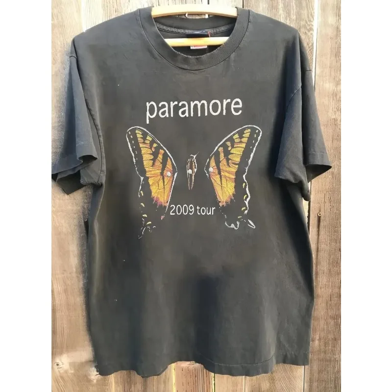 Retro PARAMORE 2009 Tour T-shirt Summer New Style Unisex Casual Fashion Cotton T-shirt