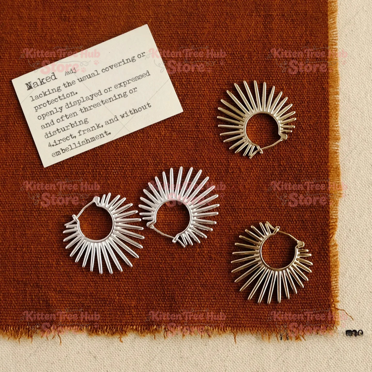 Thick Plated Sunflower Geometric Fan Hoop Earrings, Unique Niche Design Metal Circle Drop Earrings for Women