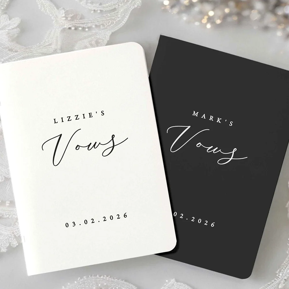 Livrets de Vœux Personnalisés pour les Discours des Mariés - Fournitures de Mariage - Livrets de Vœux Personnalisés pour Elle et Lui - Décoration de Cérémonie - 10x14cm - Article Cadeau