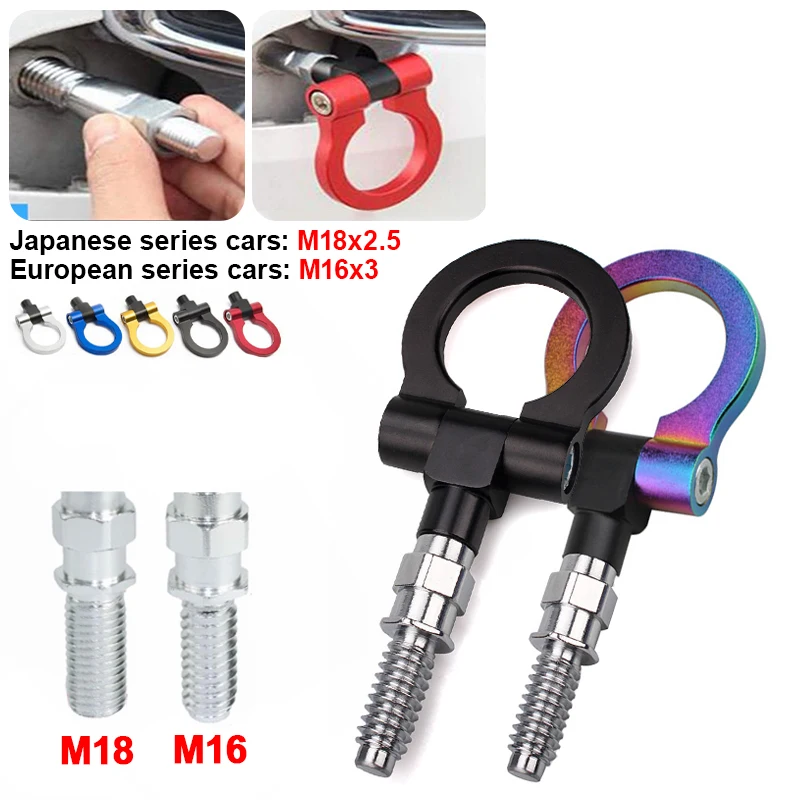 Universal Racing Tow Hook Front Rear Car Trailer Hook Car Traction Hook for M16 European Cars M18 Japanese Cars Multiple Colors