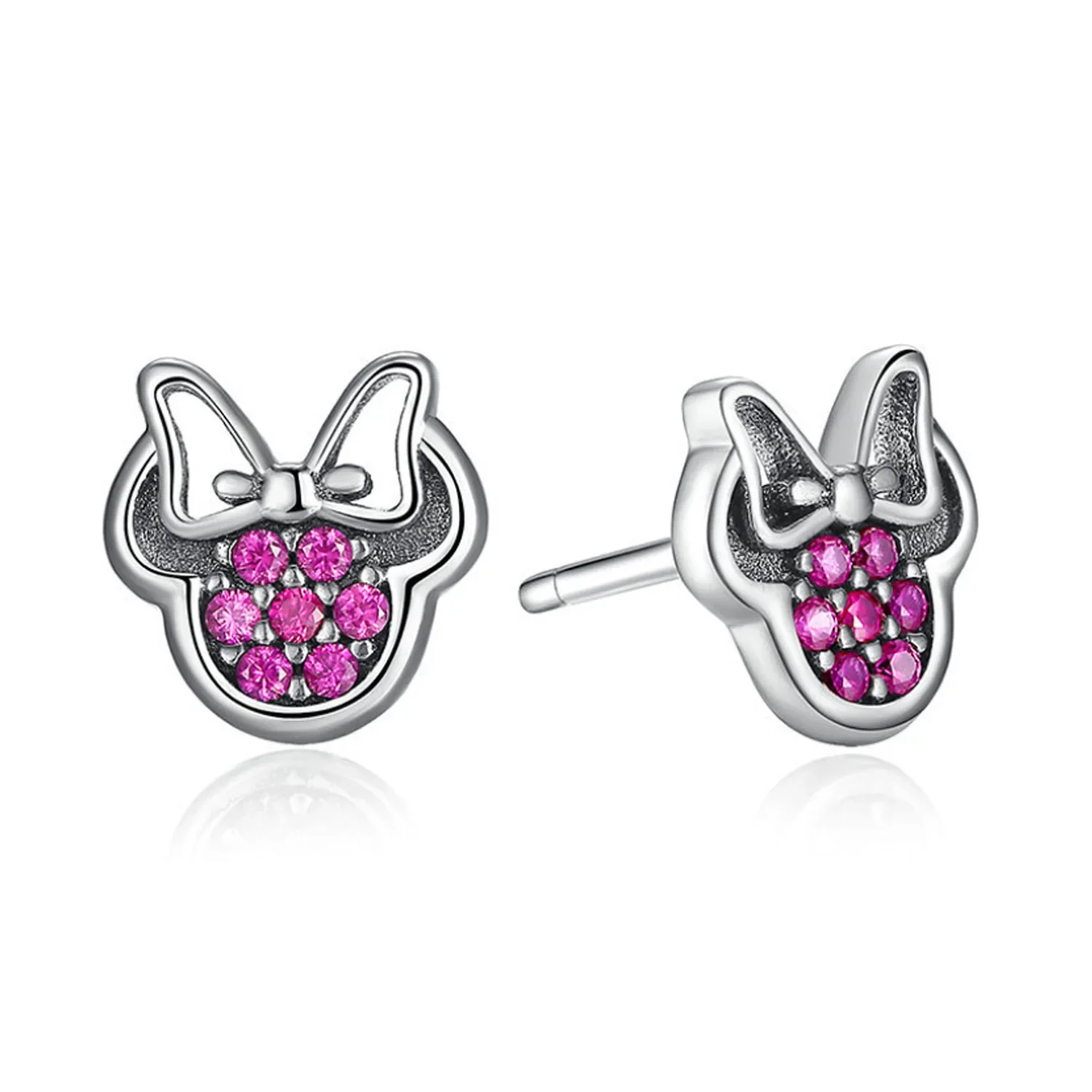 100% 925 Sterling Silver Crystal Cartoon Animal Charm Stud Earrings For Women Grils Kids 2020 Wedding Gift Female pendientes