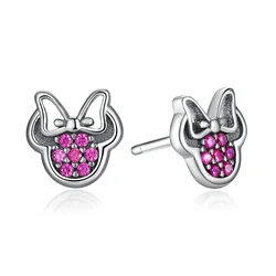 100% 925 Sterling Silver Crystal Cartoon Animal Charm Stud Earrings For Women Grils Kids 2020 Wedding Gift Female pendientes