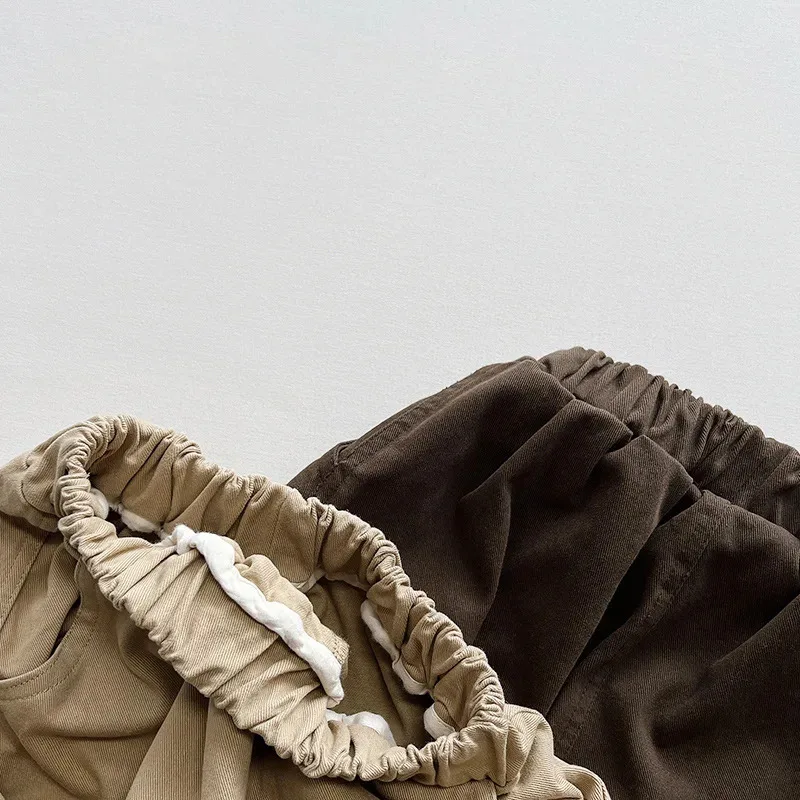 Pantalones Cargo lisos de primavera para niños, pantalones deportivos holgados y versátiles a la moda, pantalones Vintage de Boutique de algodón con pies atados