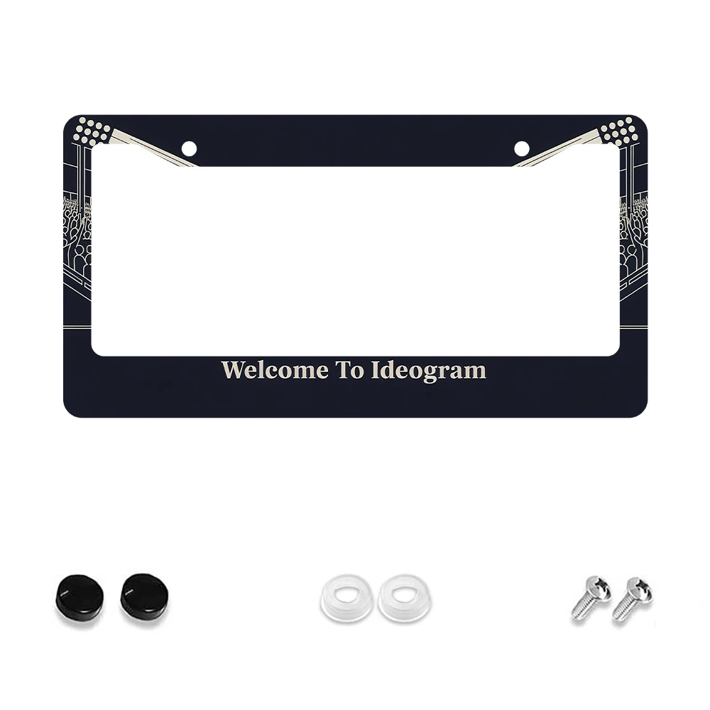 

1pc Black 2-Hole License Plate Frame with Stadium Pattern, Aluminum Material, 6x12InchIncludes Screw Set, Novelty Car Decoration
