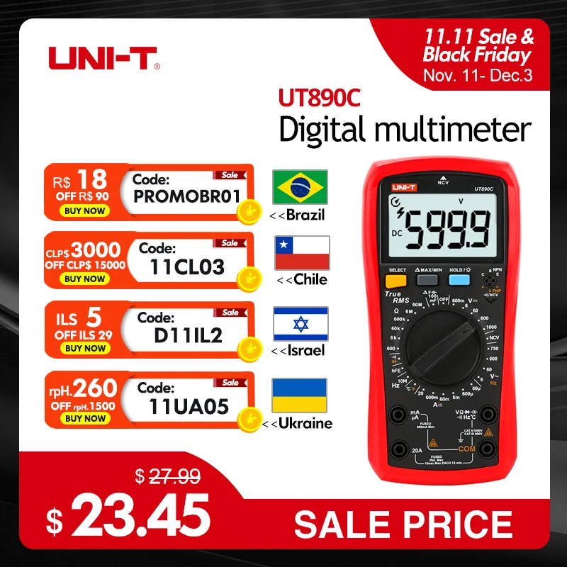 yZ[zUNI T fW^}`[^ UT890C UT890D+ 6000 JEg蓮gxddv AC DC DMM RfTeX^[ NCV