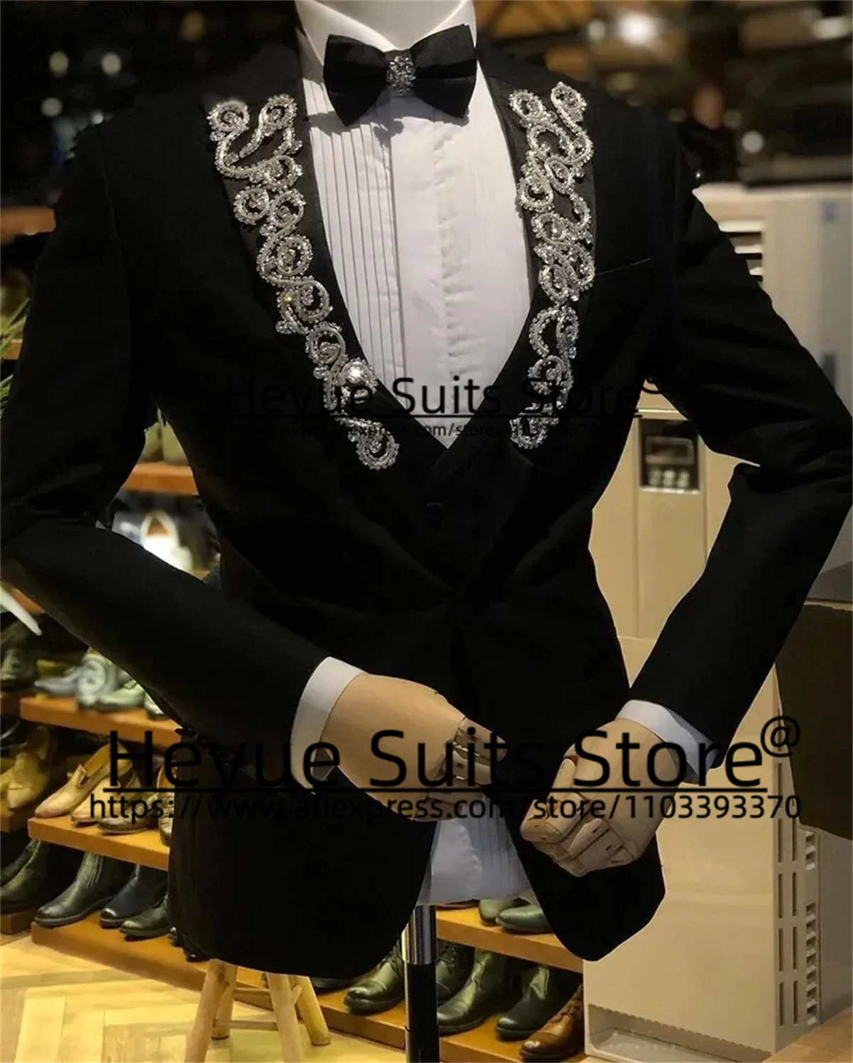 Smoking masculino slim fit personalizado de alta qualidade do noivo, ternos pretos de baile, blazer masculino, sking luxuoso do noivo, elegante, luxo, conjunto 3 peças