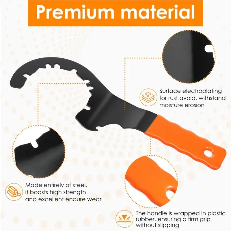 75STO-Universal Sink Drain Wrench Heavy Duty For All 4, 6, 8 Tab Locknuts In Steel Construction