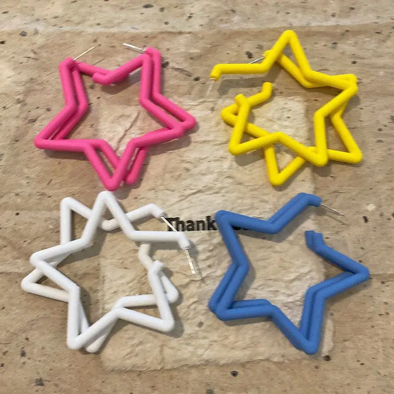 Color girl star earrings Spice girl college girl style earrings candy color pentagram fashion exaggerated new seaside vacation