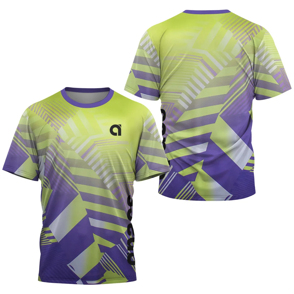 Summer men's round neck sports T-shirt badminton game quick drying T-shirt table tennis outdoor loose sports short sleeve