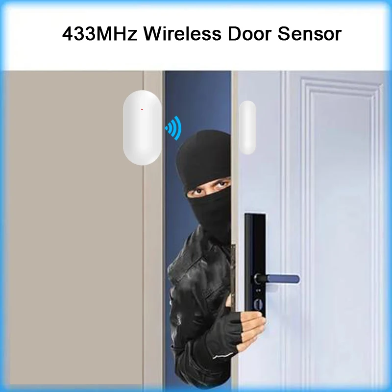 미니 무선 도어 센서 433MHz EV1527 개방형 서랍 창 감지기는 스마트 홈 보안 경보 시스템과 함께 작동합니다.