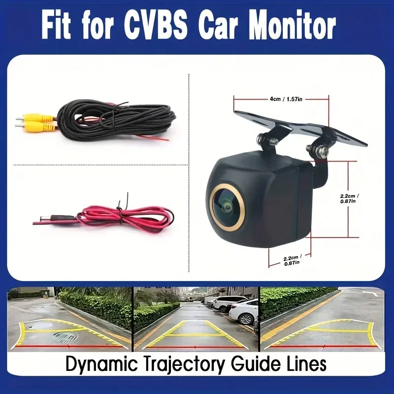 Dynamic Trajectory Fisheye Reverse Backup Camera CCD Car Rear View Universal for Monitor Reversing Parking SUV Tractor Van Truck