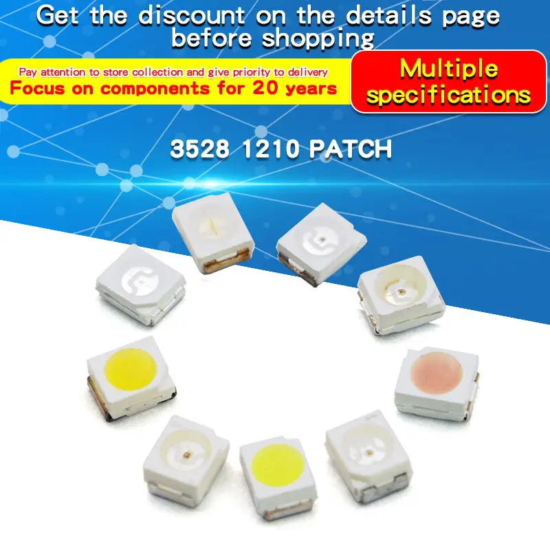 100PCS 3528 1210 SMD LED Light Emitting Diode Instrument Light Car Light White/Yellow/Red/Blue