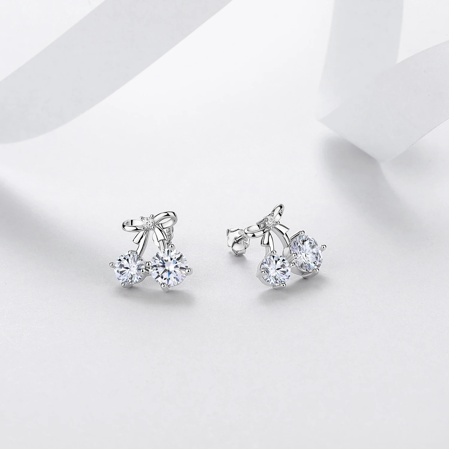 Cute Round Cherry Shape S925 Silver Moissanite Earrings 2.6ct For Women Gift and Daily Wear