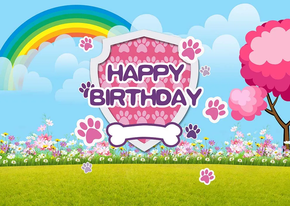 Chú Chó Paw Chụp Ảnh Phông Nền Cho Bé Sinh Nhật Hình Nền Tùy Chỉnh Biểu Ngữ Vinyl Chụp Hình Studio Đạo Cụ