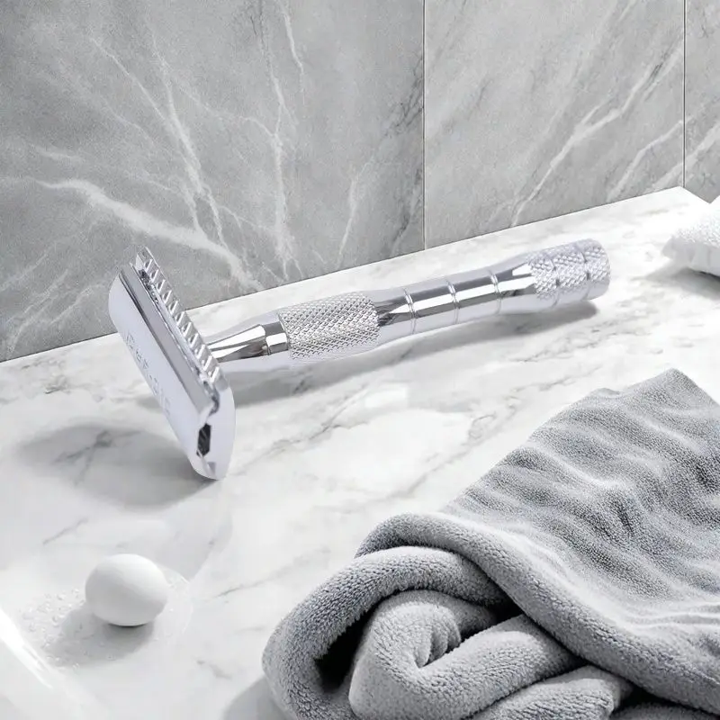 

Stainless Steel Safety Razor YAQI Chrome Color Stainless Steel Handle 3 pcs Mens Safety Razor Men Shaving Products