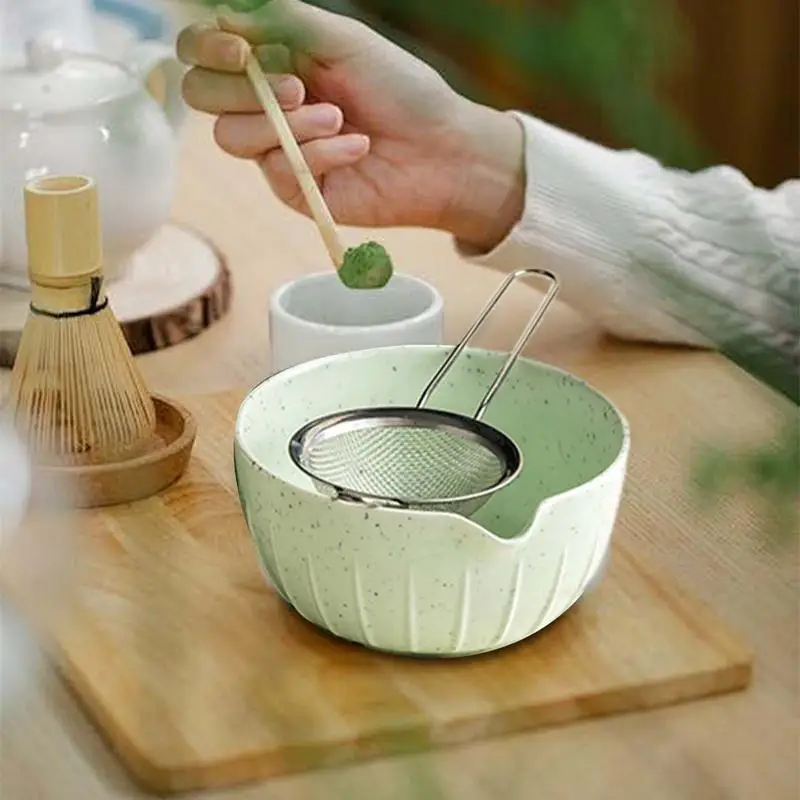 Matcha Whisk Set Traditional Matcha Tea Matcha Set Japanese Whisk Set Starter Kit Includes Sifter Scoop Whisk Holder Matcha Bowl