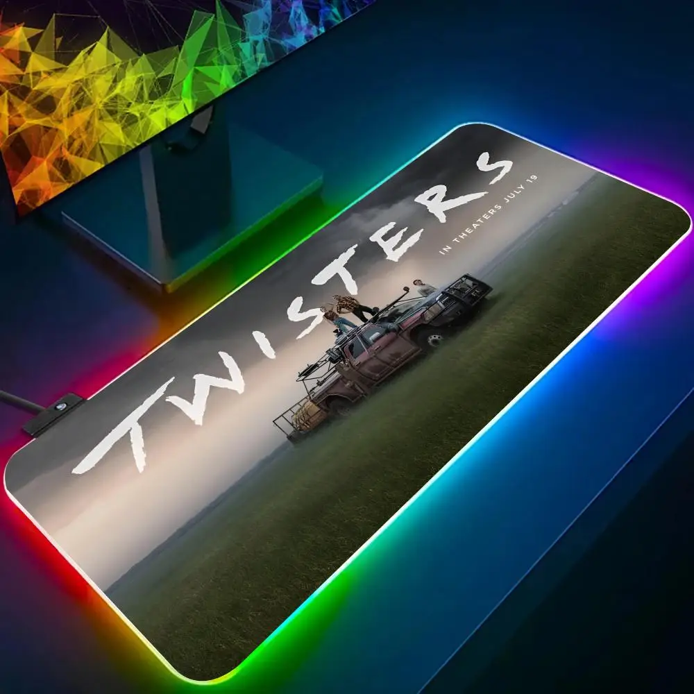 The Film T-Twisters Mouse Pad RGB Glow Personality Picture Custom PC Table Mat Carpet Mat Game Player Dedicated LED