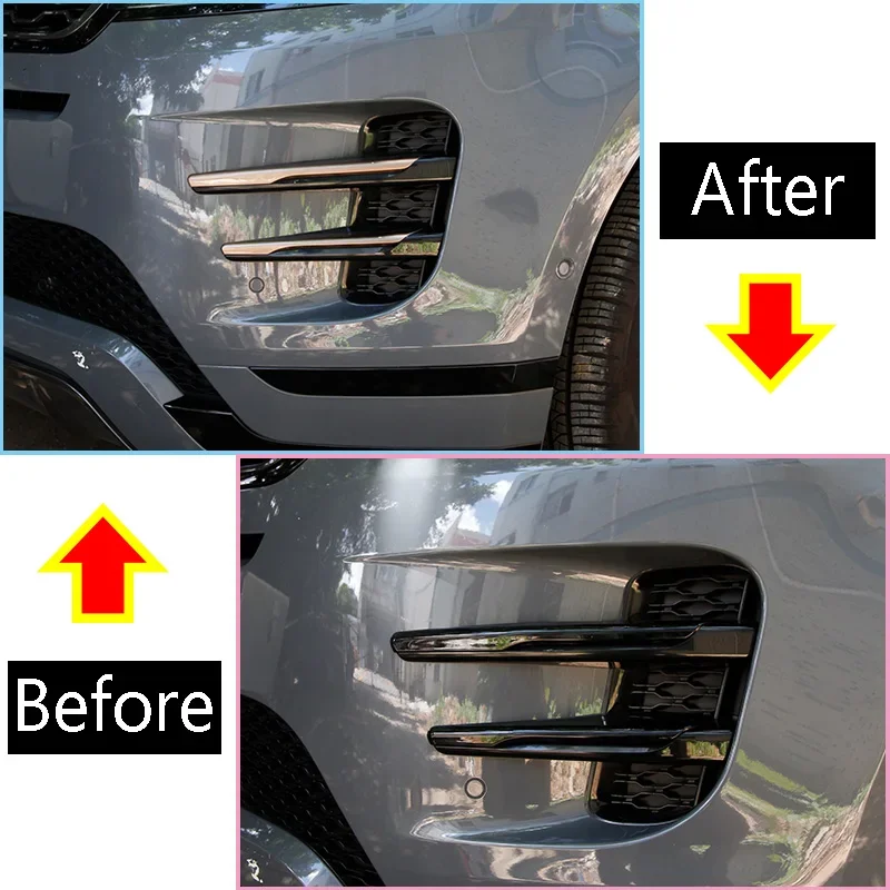 4 Pcs ABS Glossy Black Front Fog Lamp Cover Trim For Land Rover Evoque 2019 2020 2021 2022 2023 2024 Car Accessories