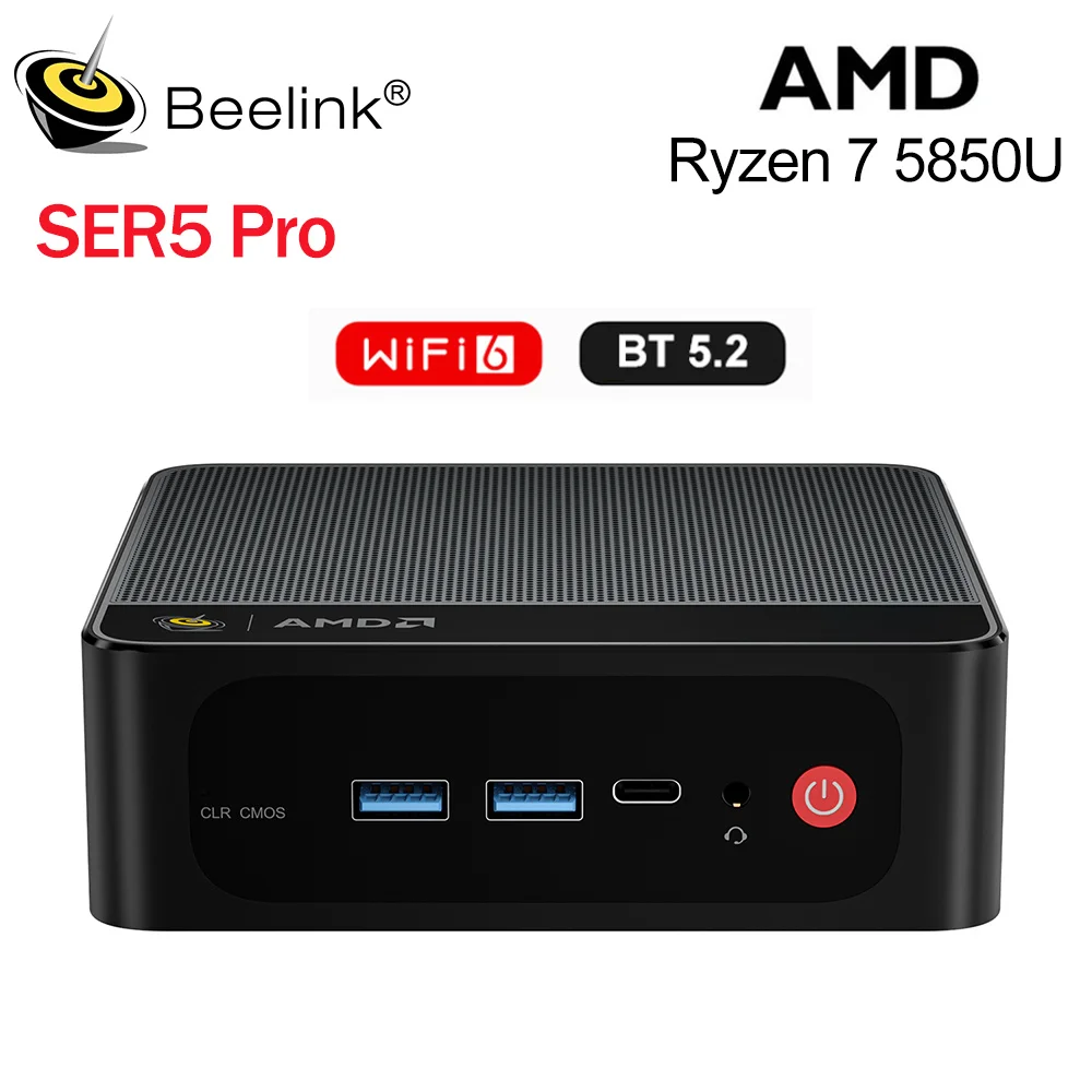 Beelink AMD Ryzen 7 5850U SER5 Pro Mini PC Home Desktop Gaming Computer DDR4 16G 32G 500GB 1TB NVME SSD 4K 60Hz WiFi 6 BT5.2