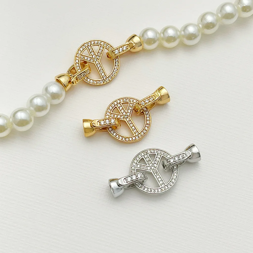 

DIY Jewelry Making 18K Gold Plated Copper Round Pearl Necklace Connector Clasp Handmade Necklace Bracelet Material Accessories