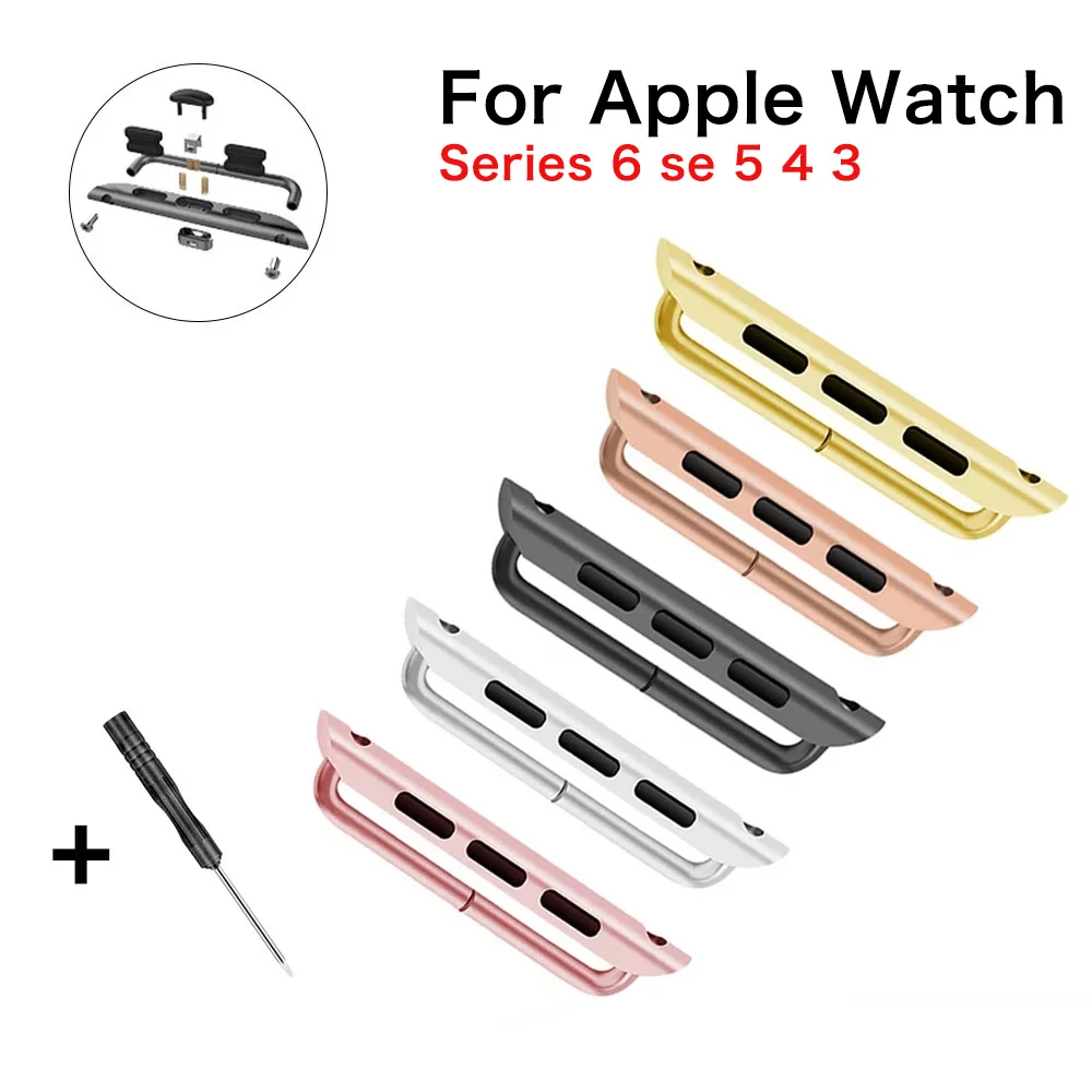 Adapter Connector for Apple Watch Band Series 6 SE 5 4 3 2 1 for Iwatch Strap 42mm 38mm 44mm 40mm Stainless Steel Clasp Adaptor