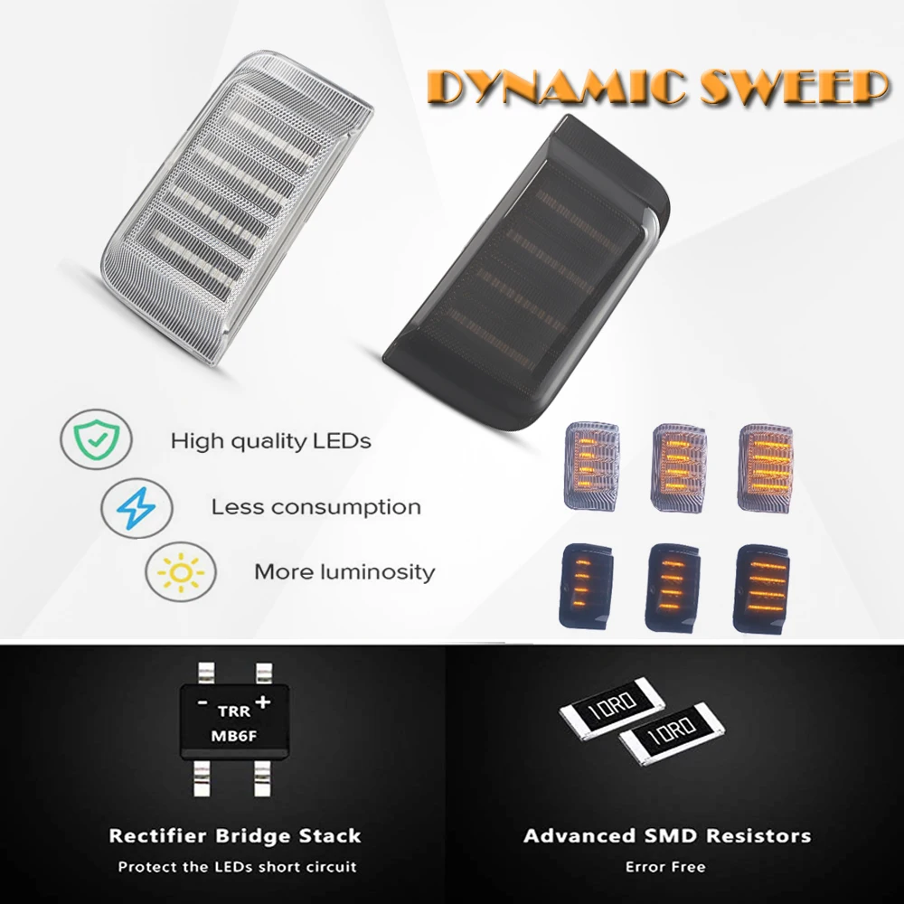 LED Dynamic Amber Side Mirror Turn Signal Lights for Fiat Ducato Citroen Jumper Relay Peugeot Boxer RAM Promaster Car Styling