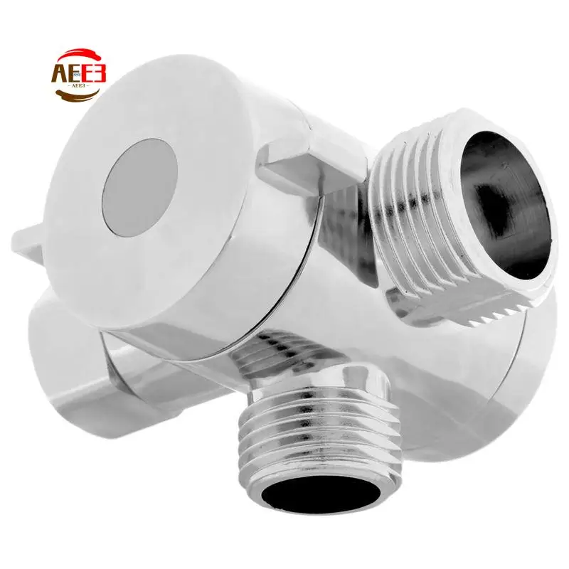 

AEE3-ABS Chrome 3 Way Diverter Hose Fitting T Shape Adapter Connector For Angle Valve Hose Bath Shower Arm Toilet