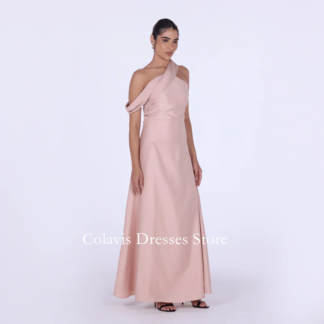 2025 Vestido largo de satén personalizado con un solo hombro, vestidos de fiesta de talla grande, vestido de noche para mujer, vestidos de noche, vestido de fiesta Formal