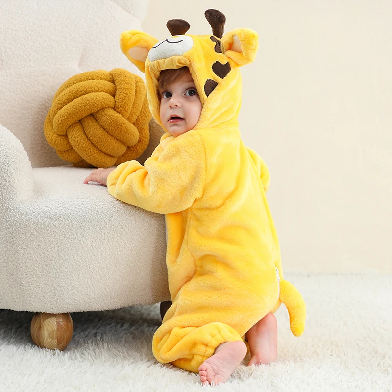 MICHLEY Halloween Giraffe Baby Rompers Winter Pajamas for Children Toddler Flannel Kids Onesies Costumes Jumpusit Boys Girls