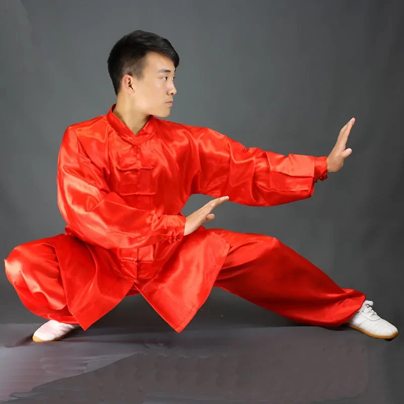 Uniformes chinos tradicionales de Tai Chi y Kung Fu para niños y adultos, trajes de baile de rendimiento de satén, traje de gimnasia de la mañana Wushu