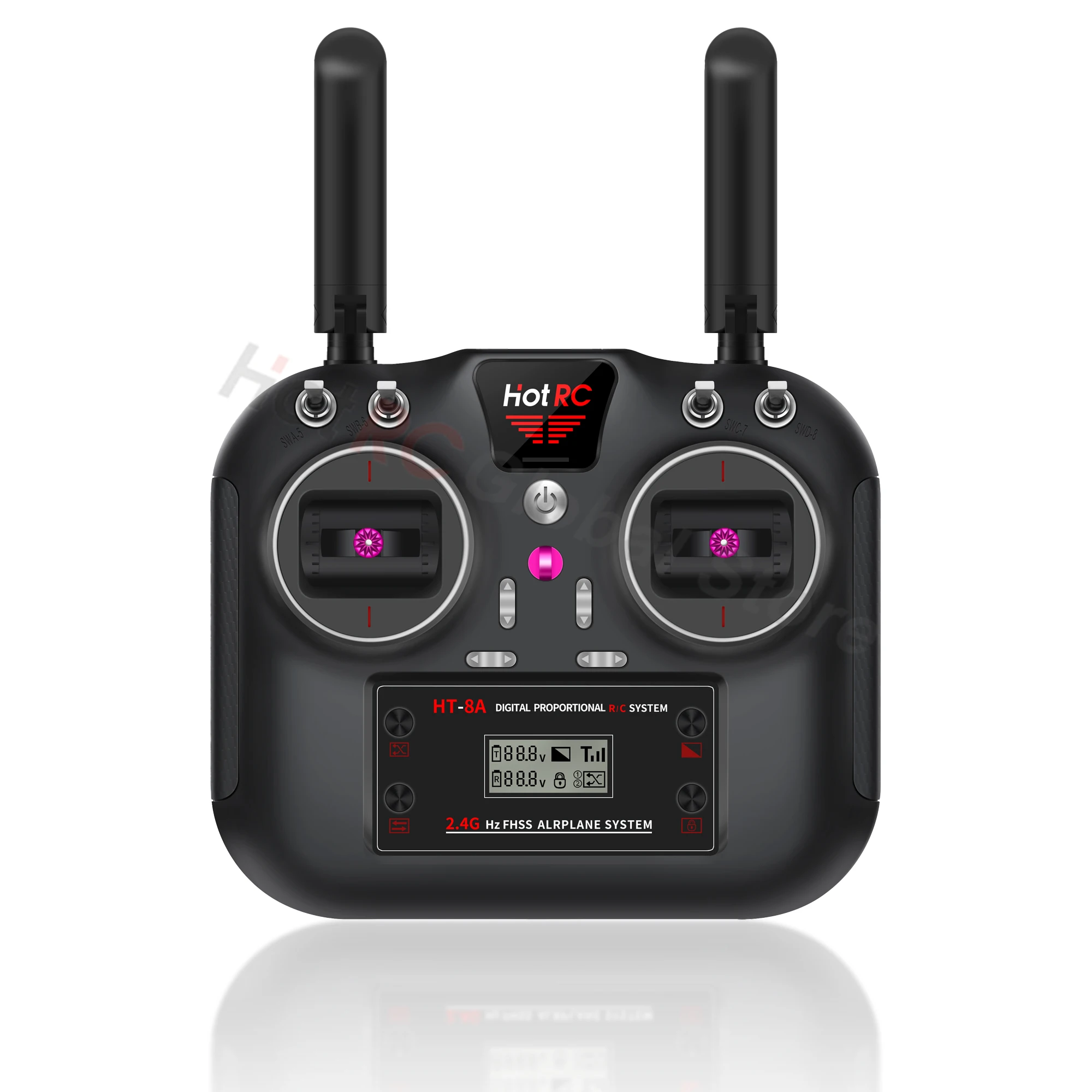 HotRC HT-8A Remote Control 2.4G 8CH 4.5-9V PWM FHSS Transmitter with F-08A Receiver For RC FPV Drone Aircraft Car Ship Tank