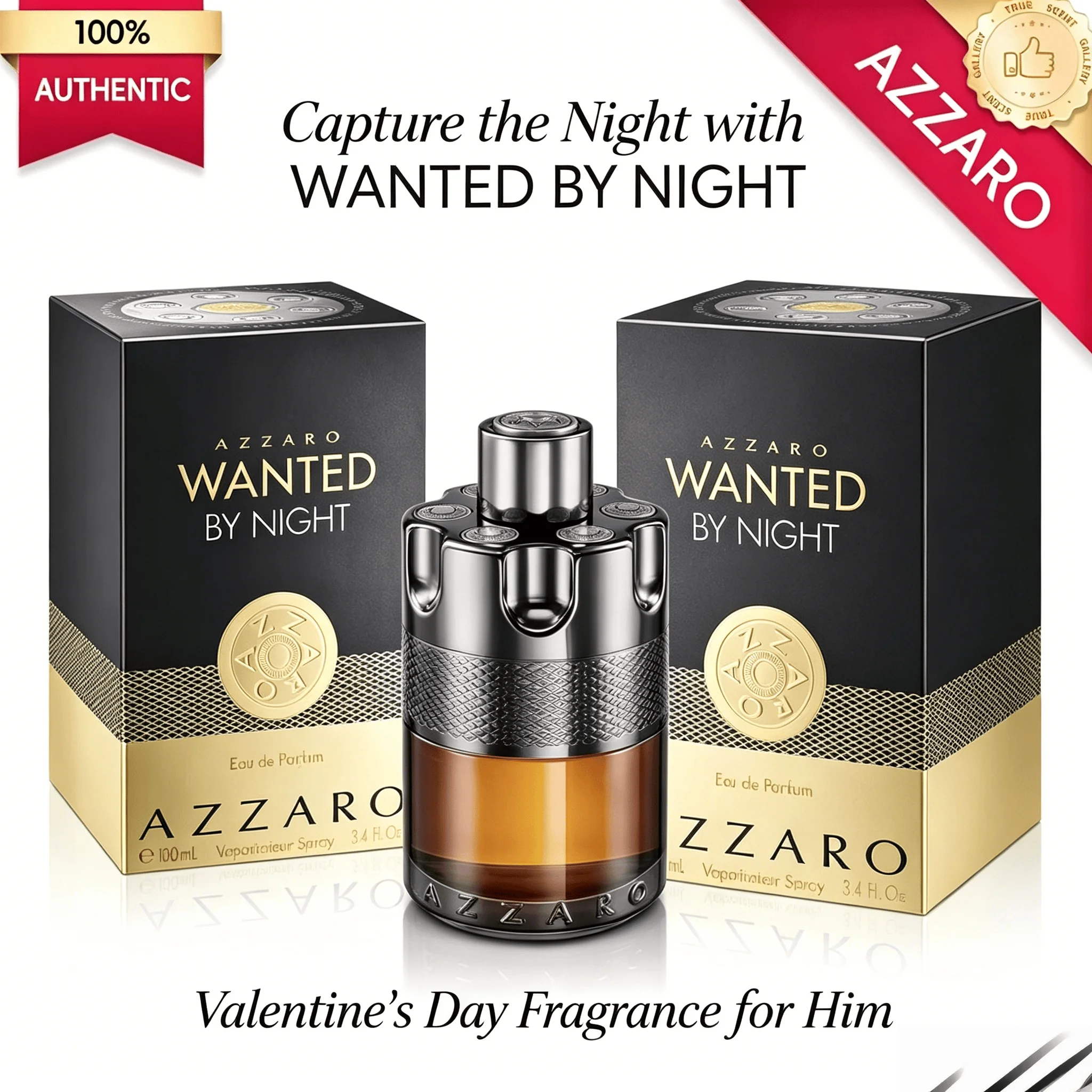 

Azzaro Wanted By Night Eau de Parfum, Irresistible Spicy Fougère Cologne, Woody Oriental Spicy Aroma, Maximum Longevity, Luxury Nighttime Scent for Men