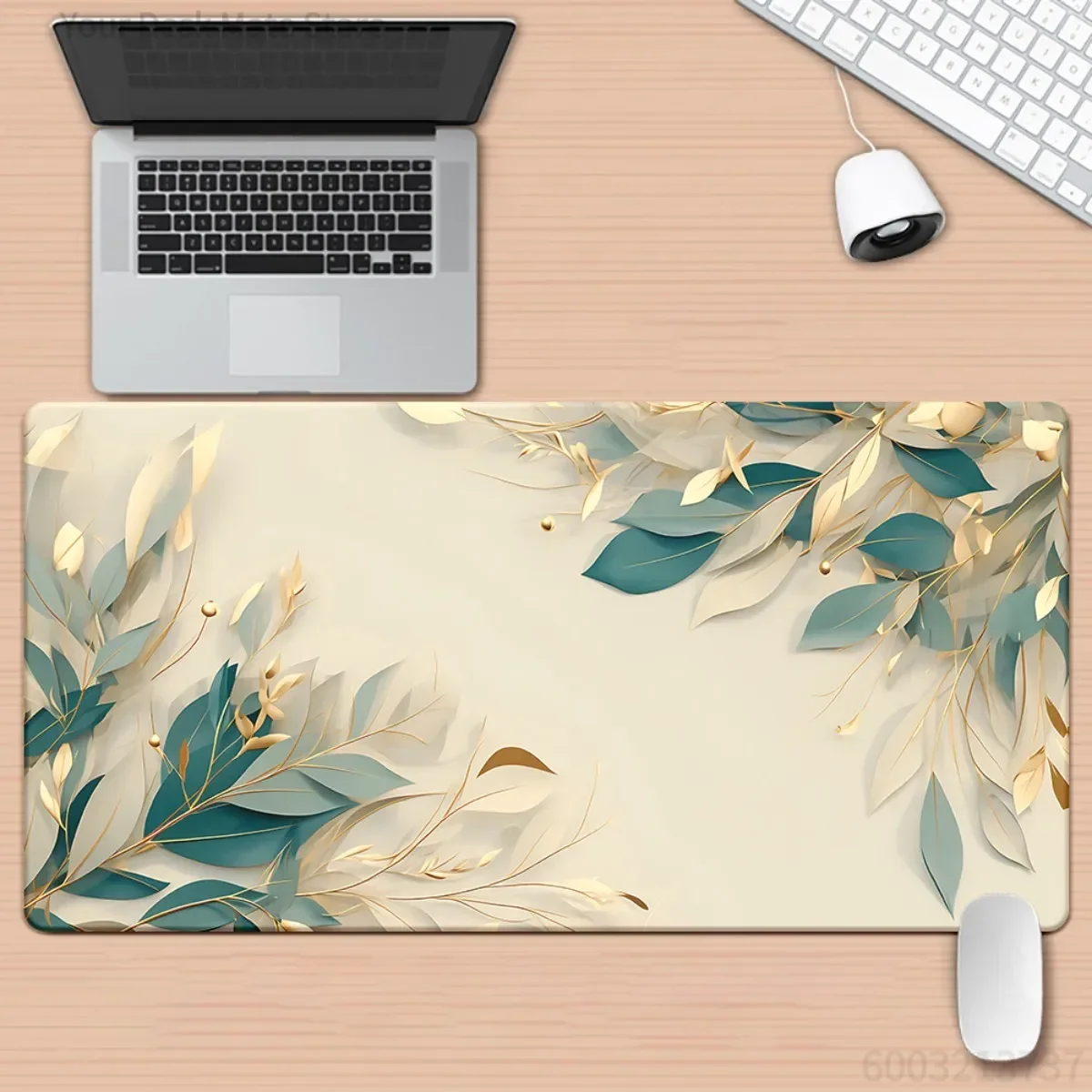 

Luxury Golden Green Leaf Design Gaming Mouse Pad Non-Slip Rubber Desk Mat for Laptop Office Gaming