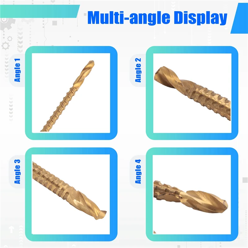 

ABUN-6 Pack Titanium Coated HSS Twist Bits, 3-8Mm Serrated Side Cut Bits Woodworking Tools For Plastic Metal Wood Holes