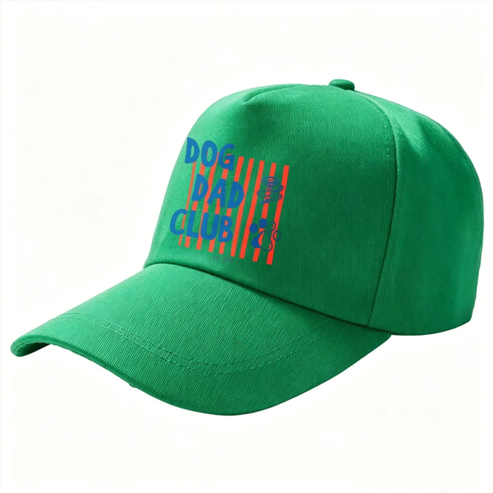 Adjustable Cotton Baseball Cap Dog Dad Club Letter Red Vertical Stripe Dog Paw Print Pet Lover Outdoor Sun Hat Father Gift Cap