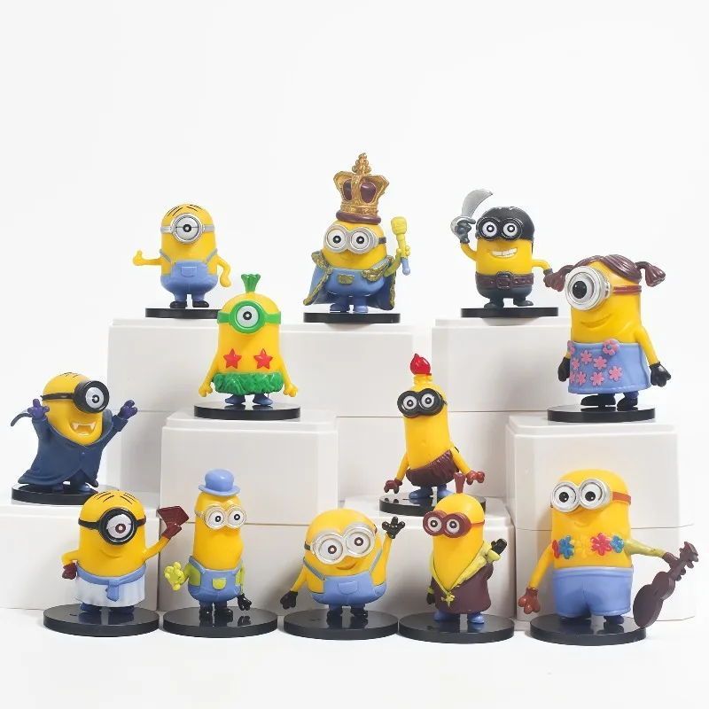 Neue 12-teilige Kawaii Minions Figuren Spielzeug 3D-Augen Despicable Minions Actionfiguren Klassisches Spielzeug Weihnachtsgeschenke für Kinder