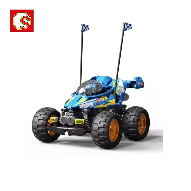 SEMBO BLOCK Power-driven Simulation Off-road Vehicle Puzzle Assembly Stunt Car Strong Driving Force Shock Absorption Kids Gifts