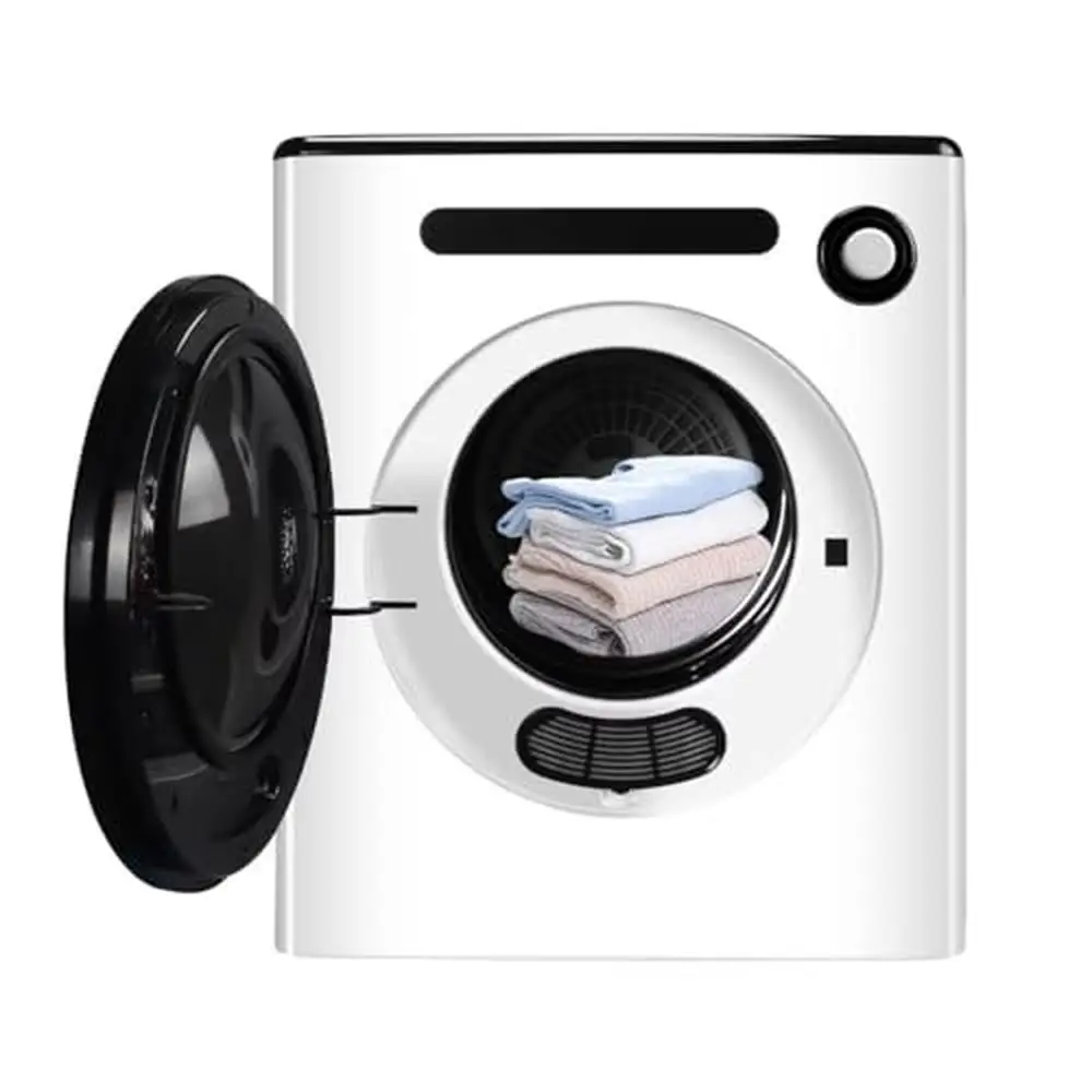 Portable Compact White Laundry Dryer 8.8 lbs Stainless Steel Drum Powerful Motor Low Noise Easy Operation Perfect RVs Dorms