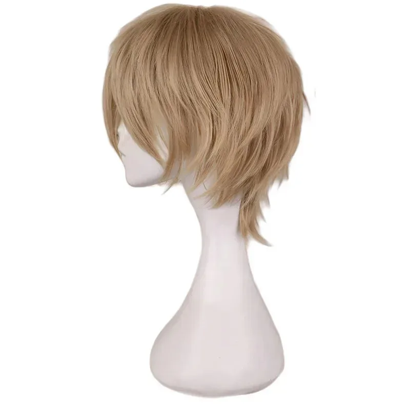 CyDanganronpa Byakuya Togami Cosplay 19FHS69T peluca rubia oscura peluca corta marrón Dangan Ronpa Byakuya gafas pelo sintético wi