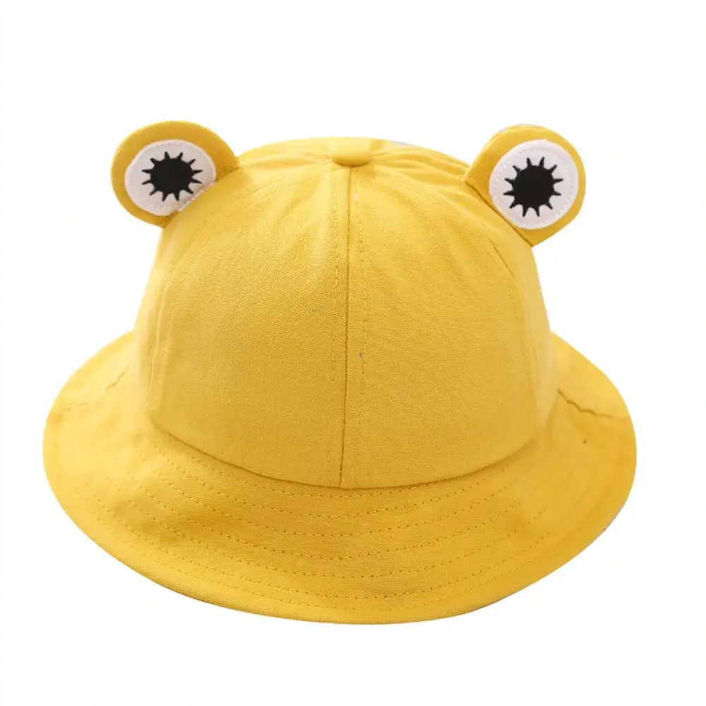 Toddler Frog Pattern Fisherman Hat Breathable Cotton Sun Hat Cute Kids Bucket Cap For Outdoor Travel Gear