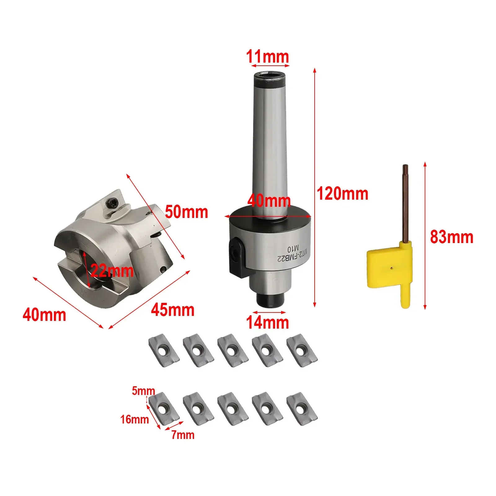 Reliable Metal Cutting Tool MT2 for M10 Shank 400R 50mm Face End Mill Cutter+10pcs Carbide Insert APMT1604 CNC