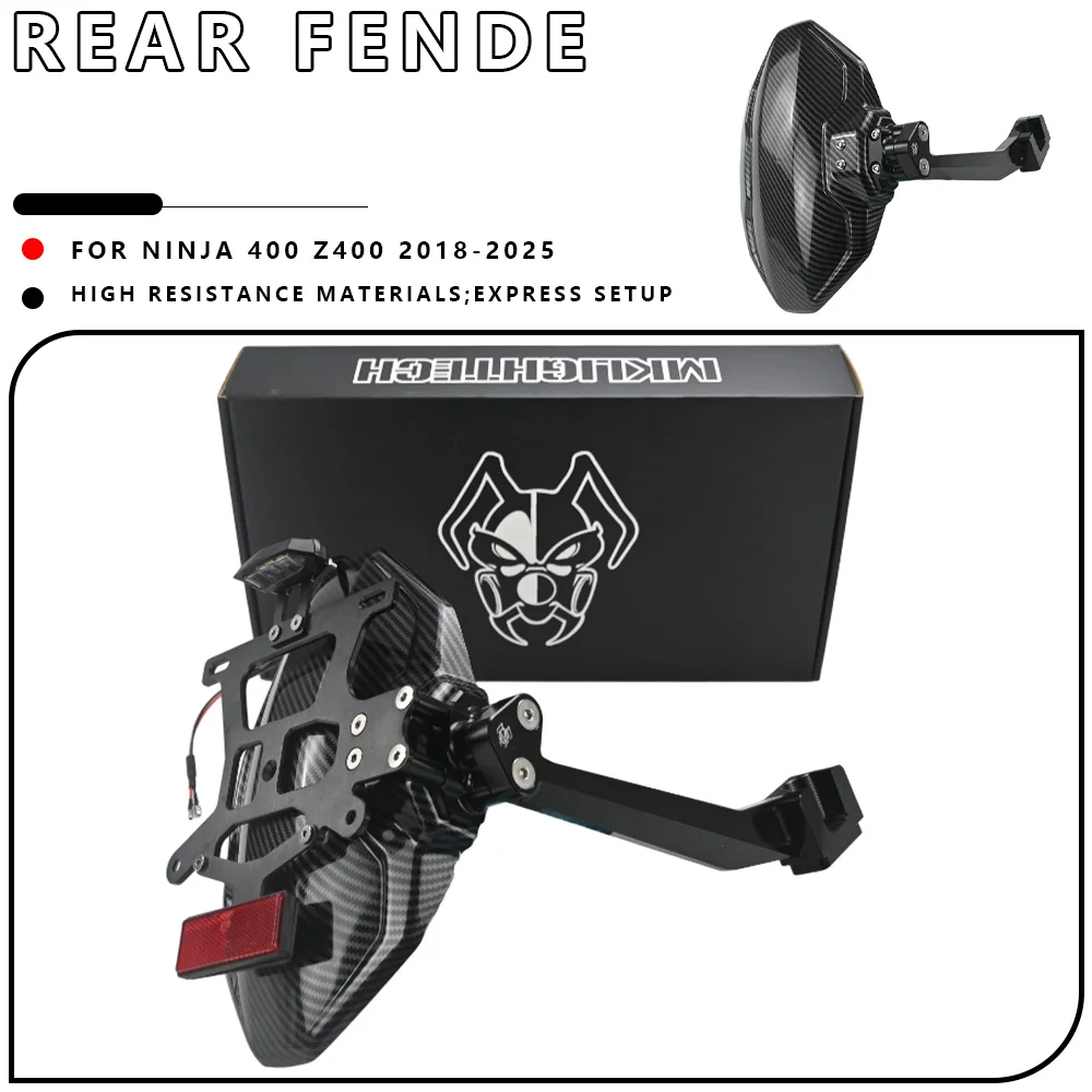 

MTKRACING For KAWASAKI NINJA 400 Z400 2018-2024 Mudguard Wheel Splash Protection Fender with/without License Plate Bracket