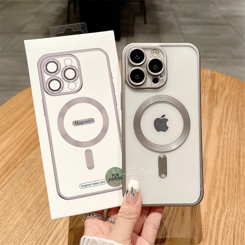 

Original Plating Matte For Magsafe Magnetic Wireless Charge Case For iPhone 15 14 Plus 13 12 11 Pro Max Clear Soft Silicon Cover