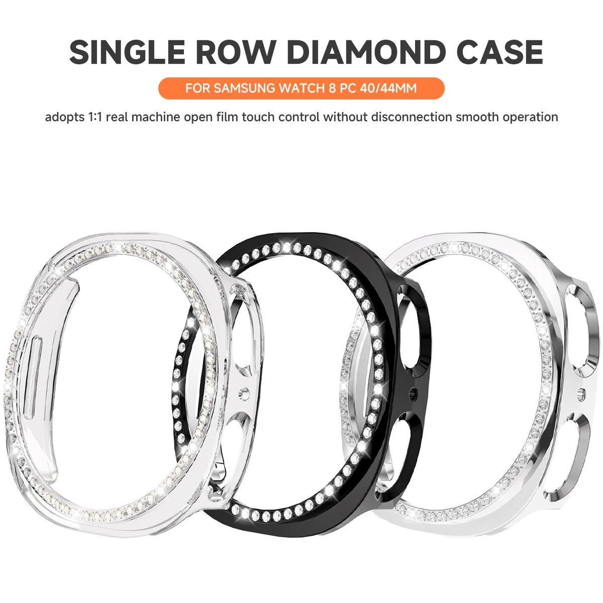 Diamant-Uhrengehäuse für Samsung Galaxy Watch 9/8 40 mm 44 mm, Zubehör ohne gehärtetes Glas, modische Schutzhülle für Damen – Detail 4