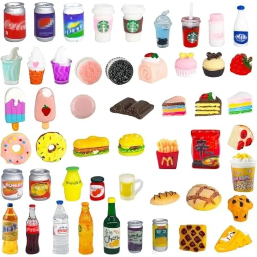 Pcs Miniature Drink Bottles Soda Pop Cans Pretend Kitchen Game Party Accessories Toys Hamburg Cake Ice Cream for 1/12 Doll Hous